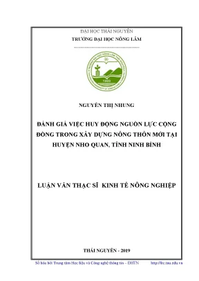 Luận văn thạc sĩ đánh giá việc huy động nguồn lực cộng đồng trong xây dựng nông thôn mới tại huyện nho quan tỉnh ninh bình