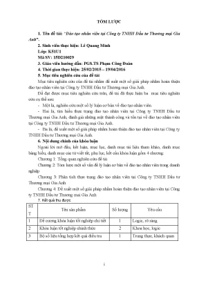 Luận văn đào tạo nhân viên tại công ty tnhh đầu tư thương mại gia anh