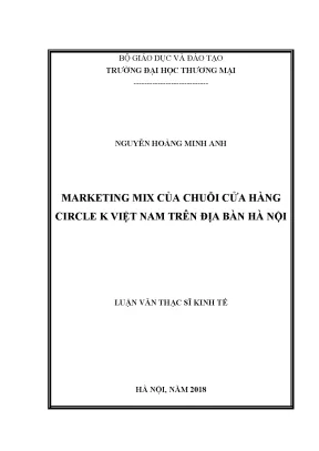 Luận văn marketing mix của chuỗi cửa hàng circle k việt nam trên địa bàn hà nội