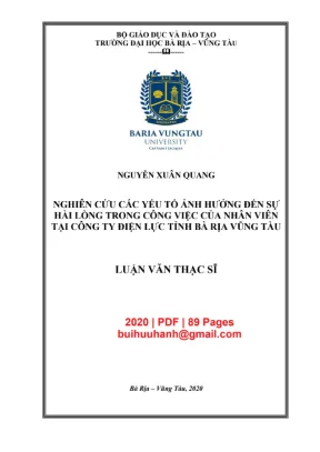 Luận văn thạc sĩ quản trị kinh doanh nghiên cứu các yếu tố ảnh hưởng đến sự hài lòng trong công việc của nhân viên tại công ty điện lực tỉnh bà rịa vũng tàu
