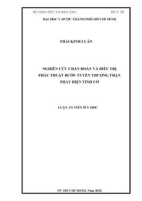 Luận án tiến sĩ nghiên cứu chẩn đoán và điều trị phẫu thuật bướu tuyến thượng thận phát hiện tình cờ