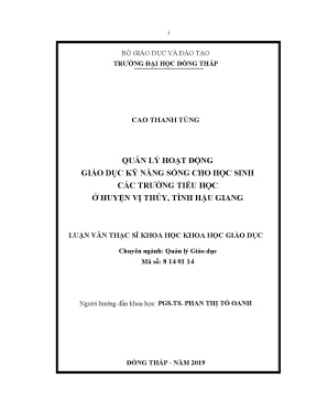 Luận văn quản lý hoạt động giáo dục kỹ năng sống cho học sinh các trường tiểu học ở huyện vị thủy tỉnh hậu giang