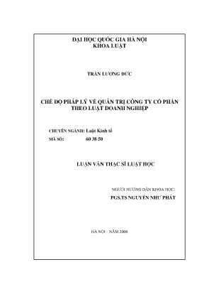 Luận văn thạc sĩ chế độ pháp lý về quản trị công ty cổ phần theo luận doanh nghiệp