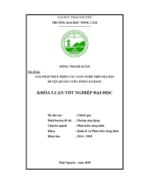 Luận văn giải pháp phát triển các làng nghề trên địa bàn huyện quảng uyên tỉnh cao bằng