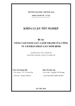 Luận văn nâng cao năng lực cạnh tranh của công ty cổ phần phân lân ninh bình