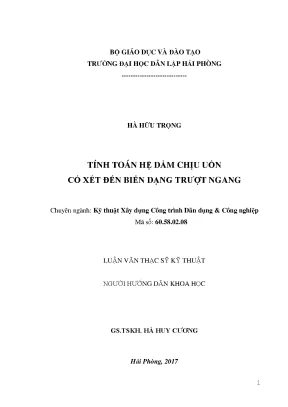 Luận văn tính toán hệ dầm chịu uốn có xét đến biến dạng trượt ngang
