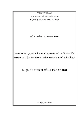 Luận án tiến sĩ nhiệm vụ quản lý trường hợp đối với người khuyết tật từ thực tiễn thành phố đà nẵng