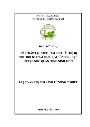 Luận văn giải pháp tạo việc làm cho các hộ bị thu hồi đất tại các cụm công nghiệp huyện nho quan tỉnh ninh bình