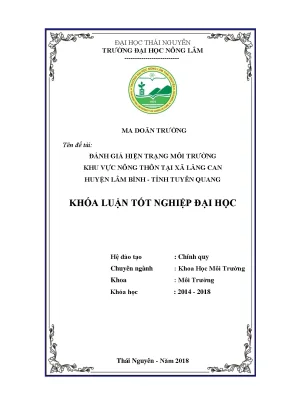 Luận văn đánh giá hiện trạng môi trường nông thôn tại xã lăng can huyện lâm bình tỉnh tuyên quang