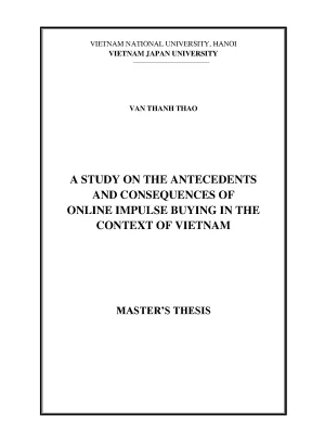 Luận văn thạc sĩ a study on the antecedents and consequences of online impulse buying in the context of vietnam