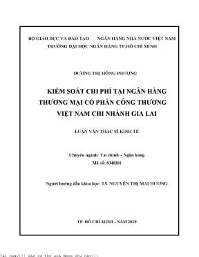 Kiểm soát chi phí tại ngân hàng thương mại cổ phần công thương việt nam chi nhánh gia lai luận văn thạc sĩ kinh tế