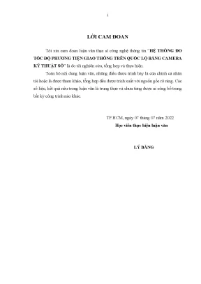 Luận văn thạc sĩ kỹ thuật hệ thống đo tốc độ phương tiện giao thông trên quốc lộ bằng camera kỹ thuật số