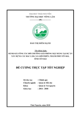 Luận văn đánh giá công tác bồi thường giải phóng mặt bằng dự án xây dựng cầu bách lẫm xã giới phiên thành phố yên bái tỉnh yên bái