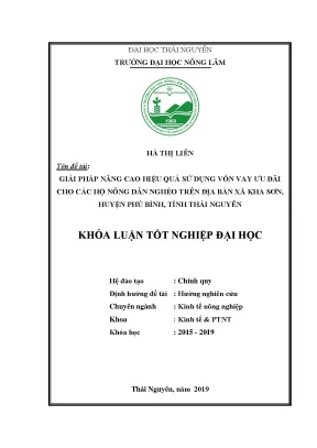 Luận văn giải pháp nâng cao hiệu quả sử dụng vốn vay ưu đãi cho hộ nông dân nghèo tại kha sơn huyện phú bình tình thái nguyên
