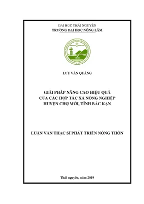 Luận văn giải pháp nâng cao hiệu quả hoạt động của htx nông nghiệp trên địa bàn huyện chợ mới tỉnh bắc kạn