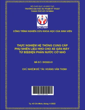Luận văn thạc sĩ thực nghiệm hệ thống cung cấp phụ nhiên liệu hho cho xe gắn máy từ bộ điện phân nước cỡ nhỏ