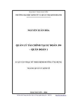 Luận văn thạc sĩ quản lý kinh tế quản lý tài chính tại sư đoàn 390 quân đoàn 1