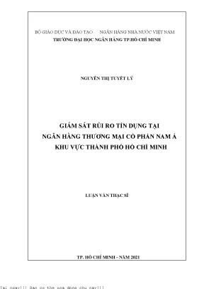 Giám sát rủi ro tín dụng tại ngân hàng thương mại cổ phần nam á khu vực thành phố hồ chí minh luận văn thạc sĩ tài chính ngân hàng