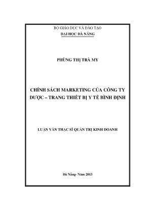 Luận văn thạc sĩ chính sách marketing của công ty dược trang thiết bị y tế bình định