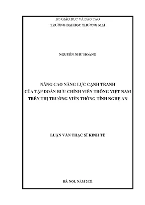 Luận văn nâng cao năng lực cạnh tranh của tập đoàn bưu chính viễn thông việt nam trên thị trường viễn thông tỉnh nghệ an