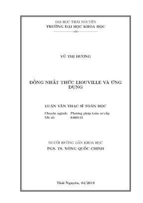 Luận văn thạc sĩ đồng nhất thức liouville và ứng dụng