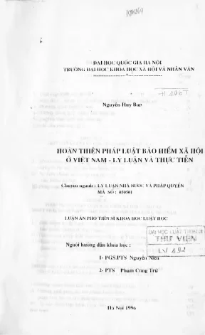 Luận án hoàn thiện pháp luật bảo hiểm xã hội ở việt nam lý luận và thực tiễn