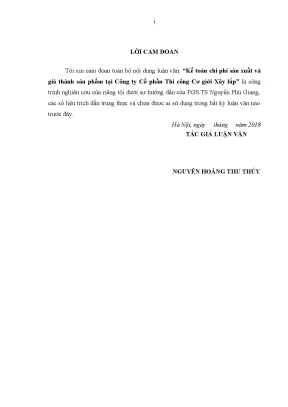Luận văn kế toán chi phí sản xuất và giá thành sản phẩm tại công ty cổ phần thi công cơ giới xây lắp