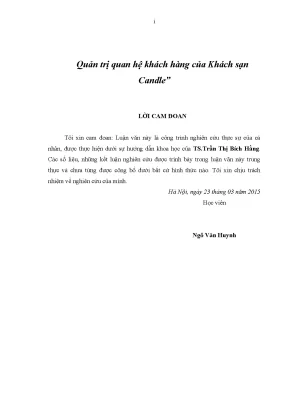 Luận văn tmu quản trị quan hệ khách hàng của khách sạn candle