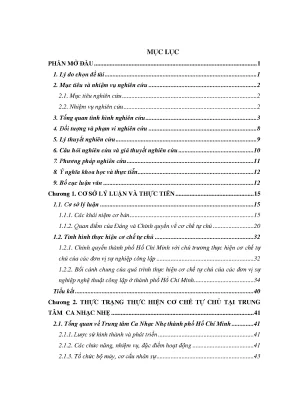 Luận văn nâng cao chất lượng hoạt động theo cơ chế tự chủ tại trung tâm ca nhạc nhẹ thành phố hồ chí minh