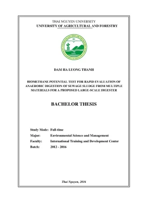 Luận văn biomethane potential test for rapid evaluation of anaerobic digestion of sewage sludge from multiple materials for a proposed large scale digester