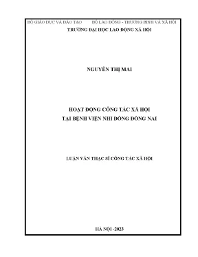 Luận văn thạc sĩ công tác xã hội hoạt động công tác xã hội tại bệnh viện nhi đồng đồng nai