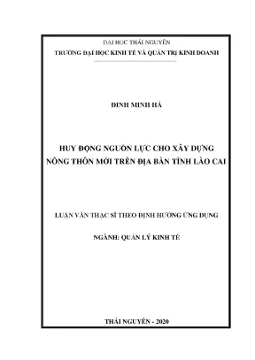 Luận văn thạc sĩ huy động nguồn lực cho xây dựng nông thôn mới trên địa bàn tỉnh lào cai