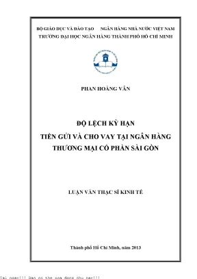 Độ lệch kỳ hạn tiền gửi và cho vay tại ngân hàng thương mại cổ phần sài gòn luận văn thạc sĩ kinh tế