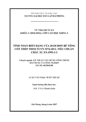 Luận văn tính toán biến dạng của dầm đơn bê tông cốt thép theo tcvn 5574 2012 tiêu chuẩn châu âu en 1992 1 1