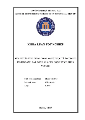 Luận văn tmu ứng dụng công nghệ thực tế ảo trong kinh doanh bất động sản của công ty cổ phần vccorp