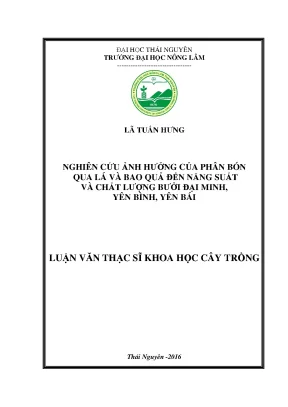 Luận văn nghiên cứu ảnh hưởng của phân bón qua lá và bao quả đến năng suất và chất lượng bưởi đại minh yên bình yên bái