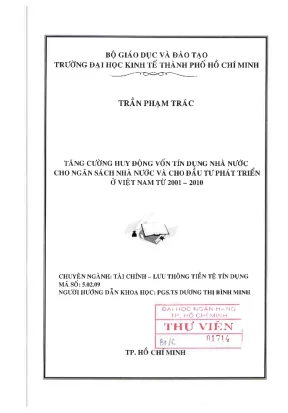 Tăng cường huy động vốn tín dụng nhà nước cho ngân sách nhà nước và cho đầu tư phát triển ở việt nam từ 2001 2010 luận văn thạc sĩ kinh tế
