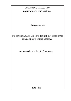Luận án tiến sĩ tác động của năng lực động tới kết quả kinh doanh của các doanh nghiệp việt nam