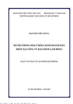 Rủi ro trong hoạt động kinh doanh bảo hiểm tại công ty bảo minh lâm đồng luận văn thạc sĩ kinh tế