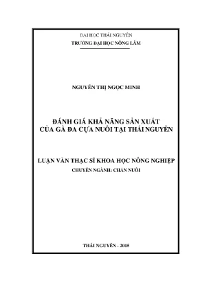 Luận văn đánh giá khả năng sinh sản của gà đa cựa nuôi tại thái nguyên
