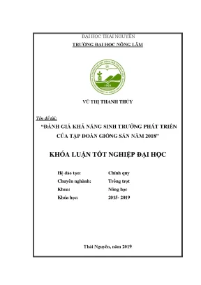 Luận văn đánh giá khả năng sinh trưởng phát triển của tập đoàn giống sắn năm 2018