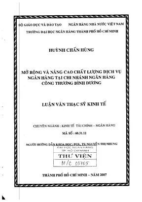 Mở rộng và nâng cao chất lượng dịch vụ ngân hàng tại chi nhánh ngân hàng công thương bình dương luận văn thạc sĩ kinh tế