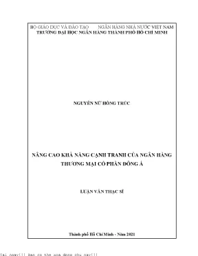 Nâng cao khả năng cạnh tranh của ngân hàng thương mại cổ phần đông á luận văn thạc sĩ tài chính ngân hàng