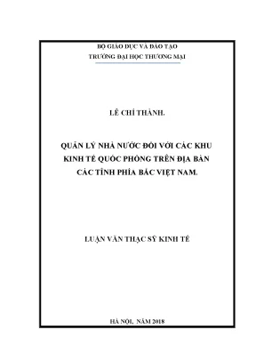 Luận văn thạc sĩ quản lý nhà nước đối với các khu kinh tế quốc phòng trên địa bàn các tỉnh phía bắc việt nam