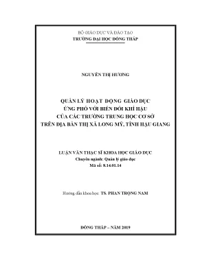 Luận văn quản lý hoạt động giáo dục ứng phó với biến đổi khí hậu của các trường trung học cơ sở trên địa bàn thị xã long mỹ tỉnh hậu giang