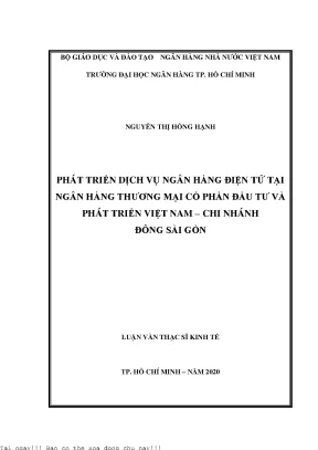 Phát triển dịch vụ ngân hàng điện tử tại ngân hàng thương mại cổ phần đầu tư và phát triển việt nam chi nhánh đông sài gòn luận văn thạc sĩ tài chính ngân hàng