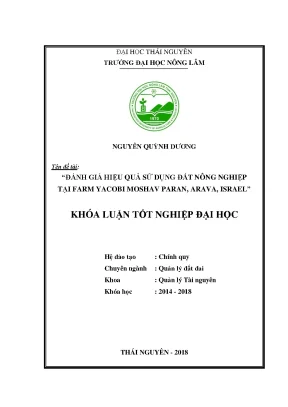 Luận văn đánh giá hiệu quả sử dụng đất nông nghiệp tại trang trại yacobi moshav paran arava israel
