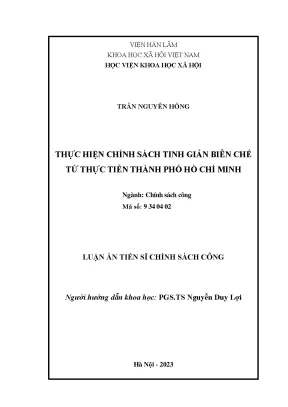 Luận án tiến sĩ thực hiện chính sách tinh giản biên chế từ thực tiễn thành phố hồ chí minh
