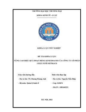 Luận văn nâng cao hiệu quả hoạt động kinh doanh của công ty cổ phần chăn nuôi mitraco