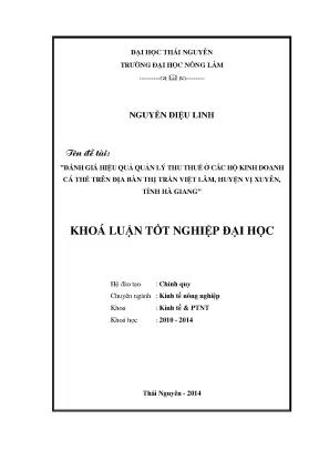 Luận văn đánh giá hiệu quả quản lý thu thuế ở các hộ kinh doanh cá thể trên địa bàn thị trấn việt lâm huyện vị xuyên tỉnh hà giang